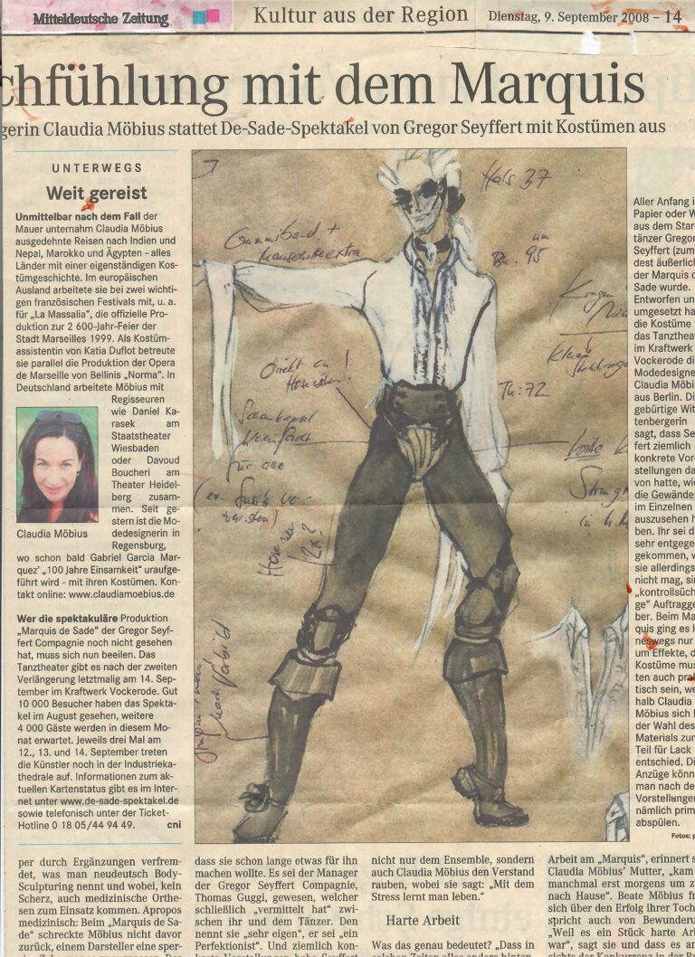 Review zu "Marquis de Sade" , Crossover Tanzprojekt, Gregor Seyffert, Powerstation Bauhausstadt Dessau, Mitteldeutsche Zeitung, September 2008