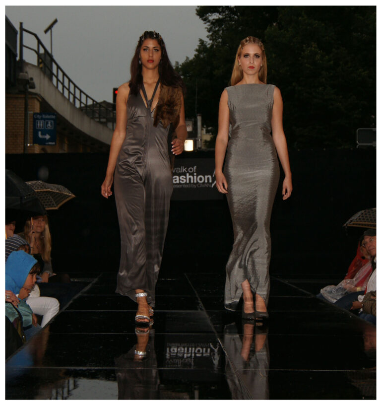 silver dress + silver jumpsuit